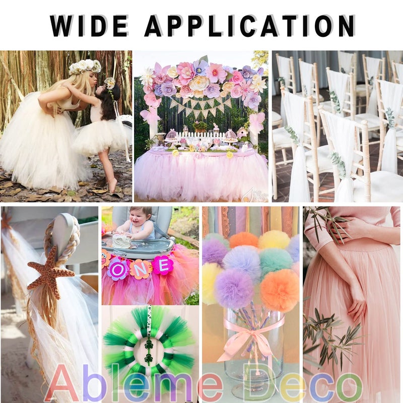 Ableme Deco Tulle Fabric Rolls 6 Inch by 200 Yards (600 FT) Ribbon Netting Spool for Tutu Skirt Wedding Baby Shower Birthday Party Decoration Gift Wrapping DIY Crafts (Pink) - Image 4